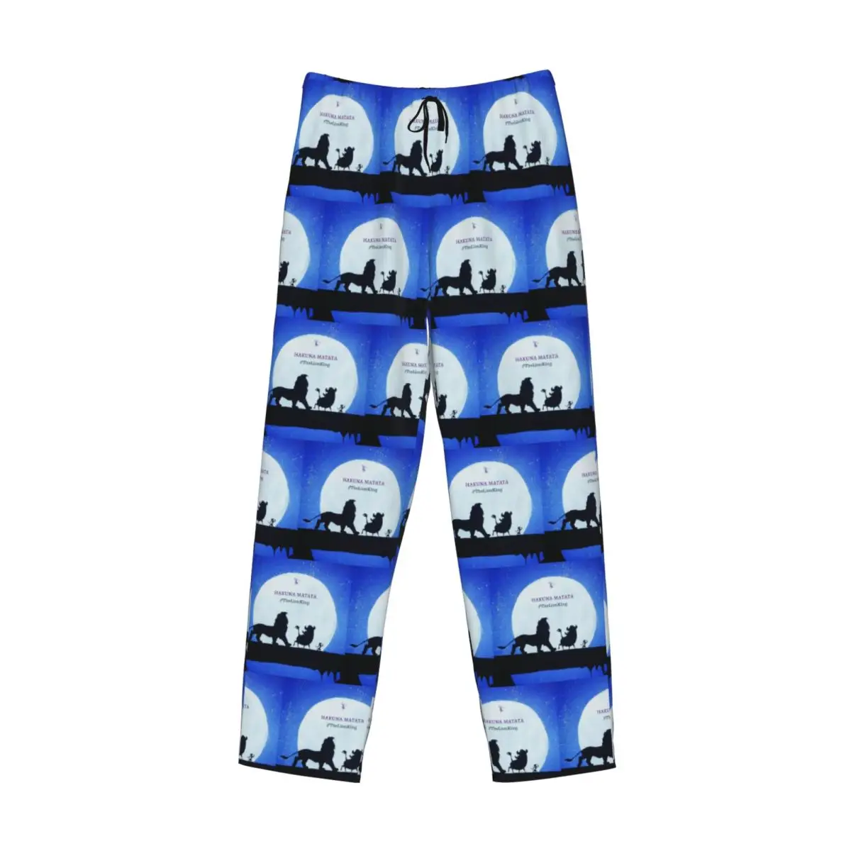 Custom Men's King Lion Pajama Pants Printed Simba Hakuna Matata Sleep Sleepwear Bottoms with Pockets