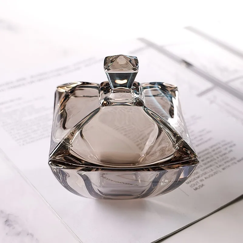 Crystal Glass Sugar Jar With Lid European Transparent Candy Container Household Guest Reception Desktop Storage Ornament