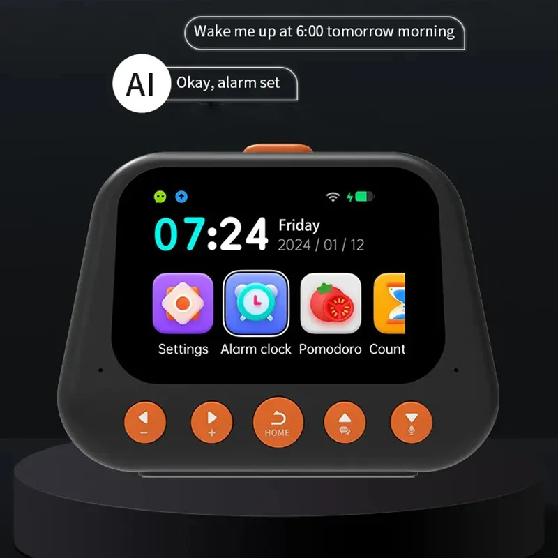 AI Smart Alarm Clock Talking Buddy Educational Clock  Music/Stories Player Pomodoro Timer Cool Robot