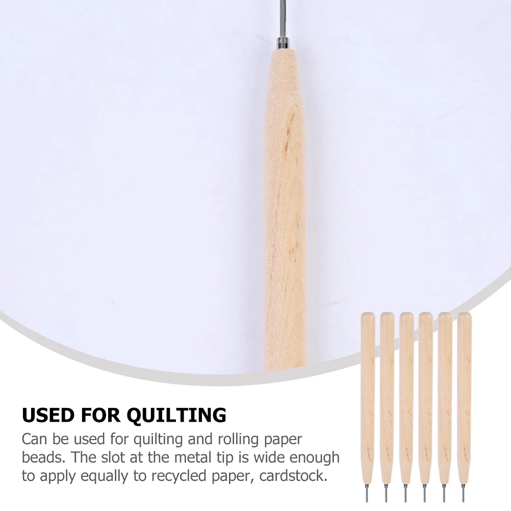 6 Pcs Quilling Needle Pen Metal Paper Crafts Reel Rolling DIY Kits Tools Wooden Pole