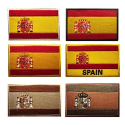 Spain Flag Hook & Loop Patch Custom Multicolor Embroidery Morale Badges for Military Outdoor Tactics Backpack Helmet  Armbands