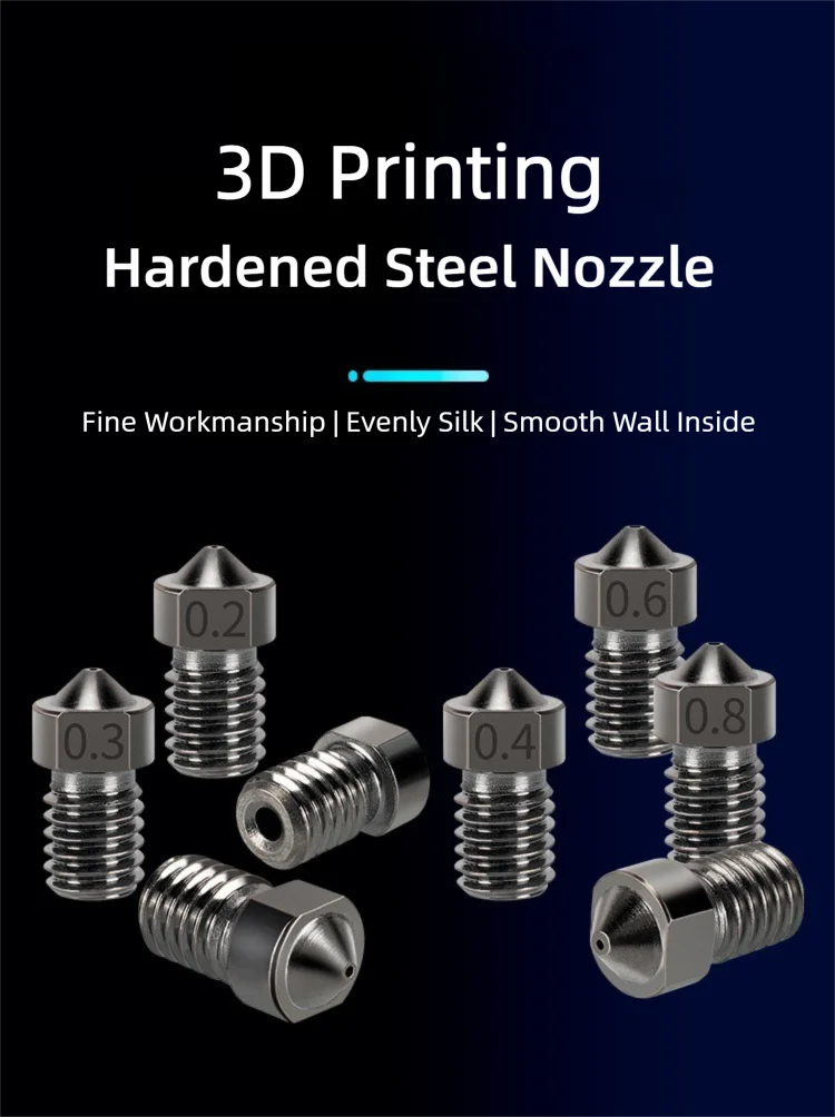 V6 Düse aus gehärtetem Stahl 0,2/0,4/0,6/0,8/1mm 1,75mm Filament M6 3D-Druckerdüse für Ender 3 Hotend Titan Extruder Prusa I3 MK3 – Detail 1