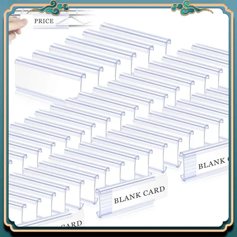 (新品)-200個のワイヤーシェルフラベルホルダーセットキットプラスチックラベルシェルフクリップと200個のホワイトカードセット(2.95インチ X1.18インチ)