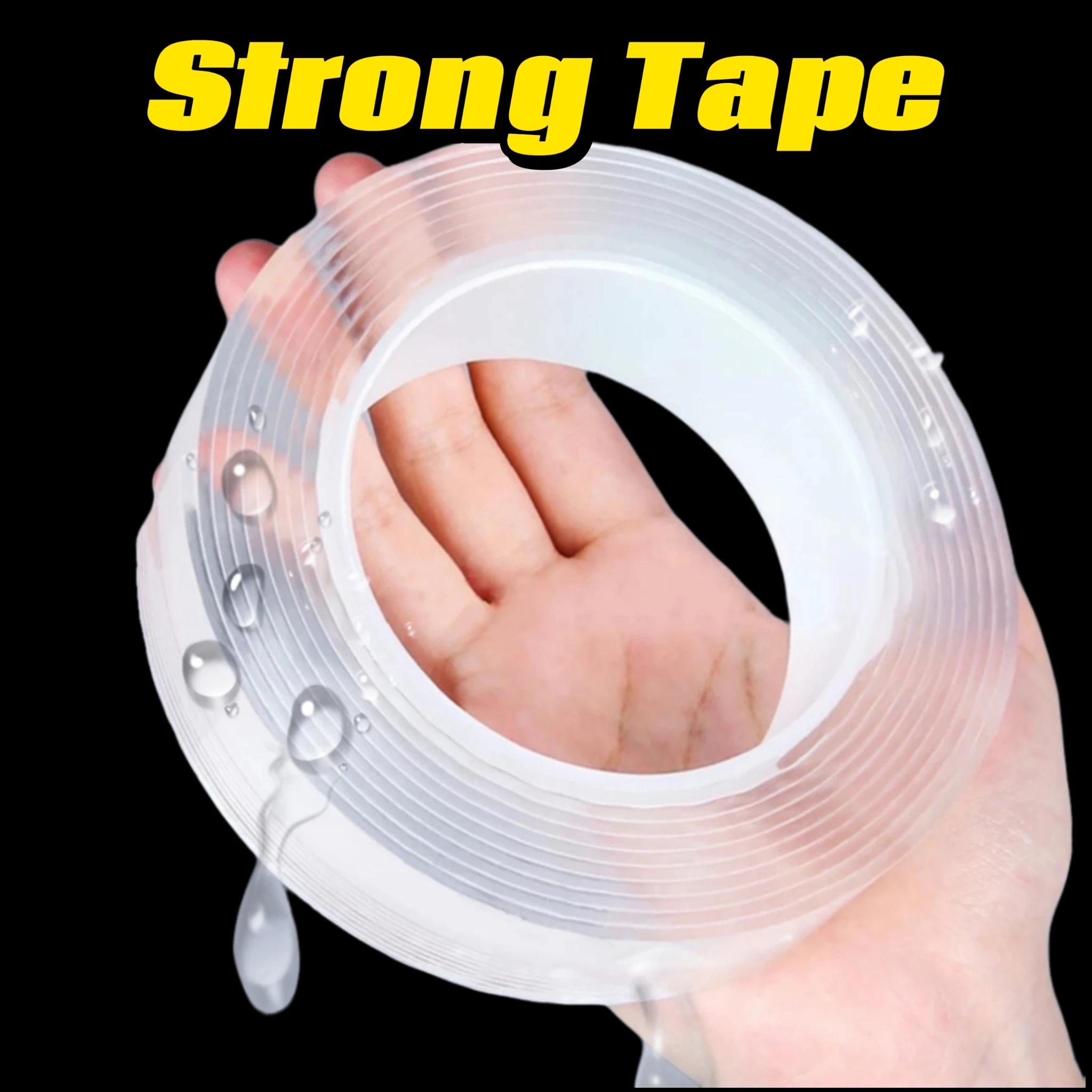 Double-sided Transparent Nano Tape Strong Sticky Adhesive Traceless Sealing Strip Waterproof Heavy Duty Sticker Household Supply