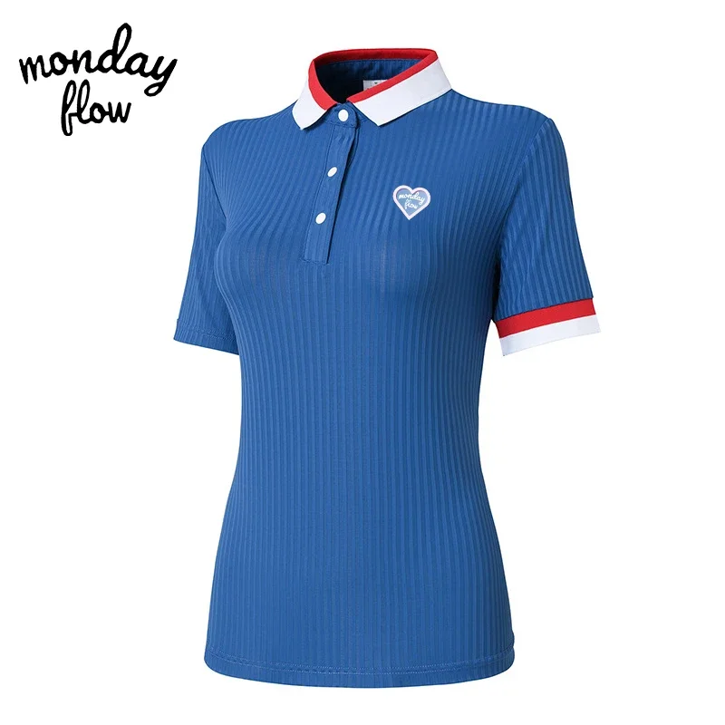 

Monday Flow Summer Golf Women's Top Short Sleeve T-shirt with Polo Collar Breathable Slim Fit Quick Drying Golf Clothing Jersey