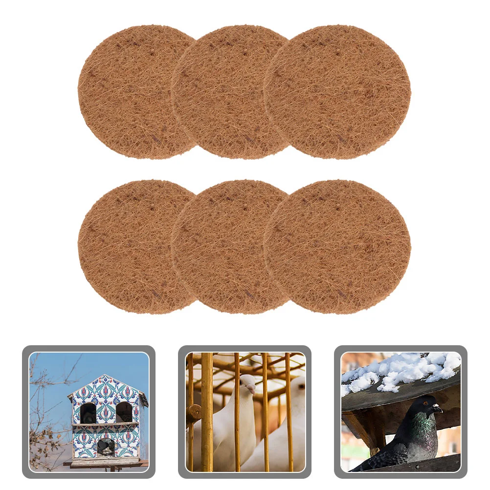 6 Pcs Bird Nesting Pads Pigeon with Brown Cushion Natural Egg Coconut Fiber Mat