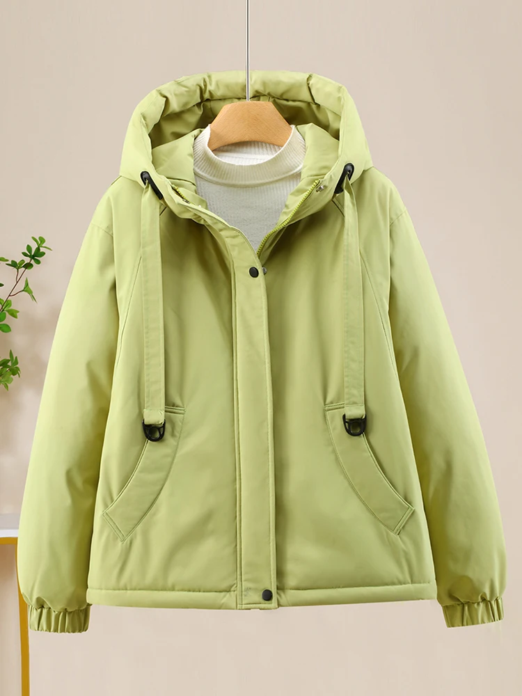 

Faionable повседневное женское хлопковое пальто Thiened Fce с капюшоном, зима 2022, корейское длинное пальто на молнии