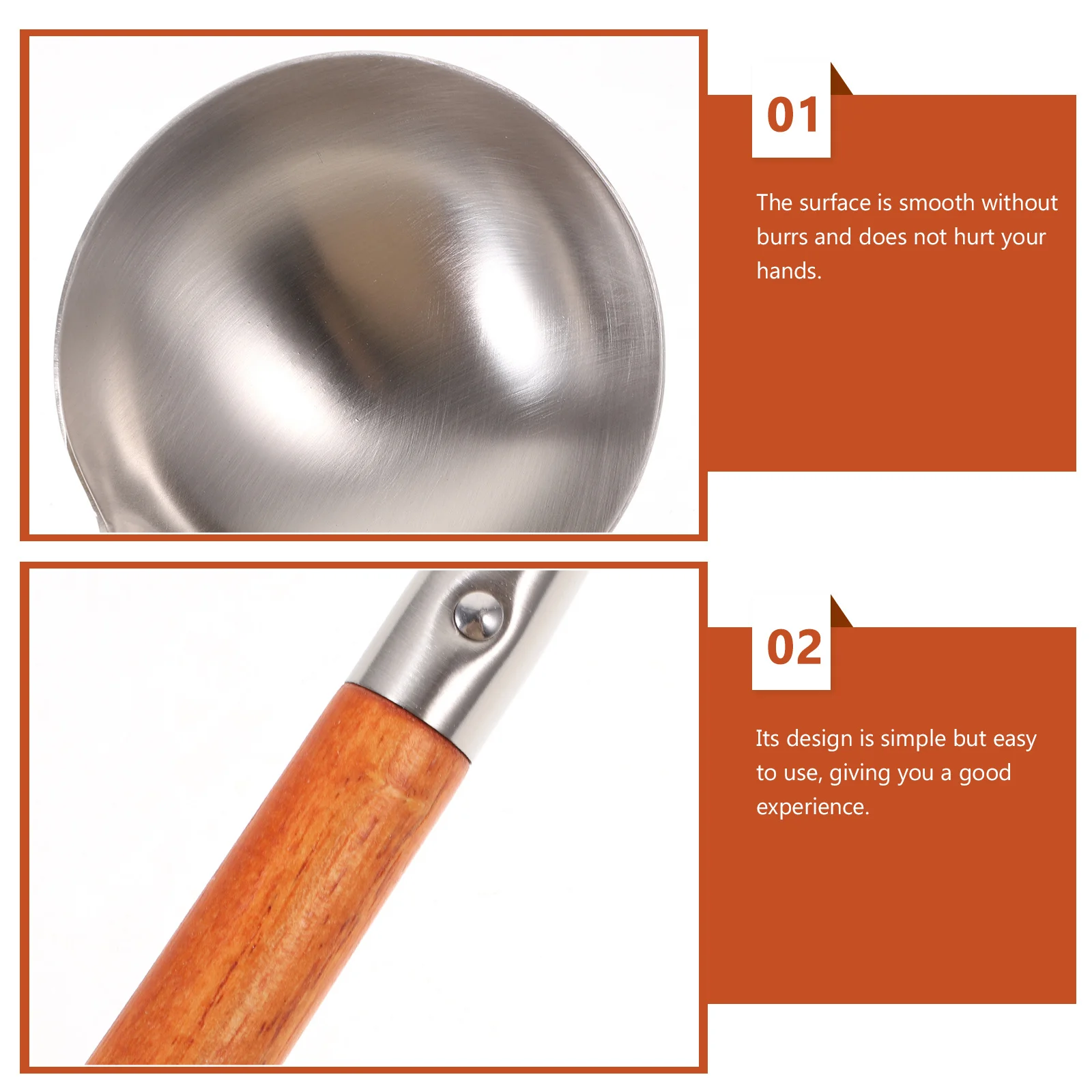 

Wooden Handle Stainless Steel Porridge Spoon Cooking Spoon Home Kitchen Soup Ladle Soup Ladle Flatware