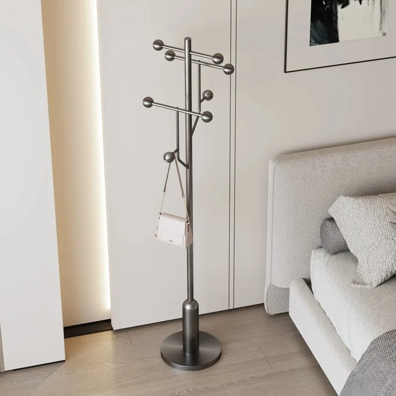 Coat rack Metal hanger Floor-to-ceiling bedroom Stainless steel clothes hanger Grey living room single pole household