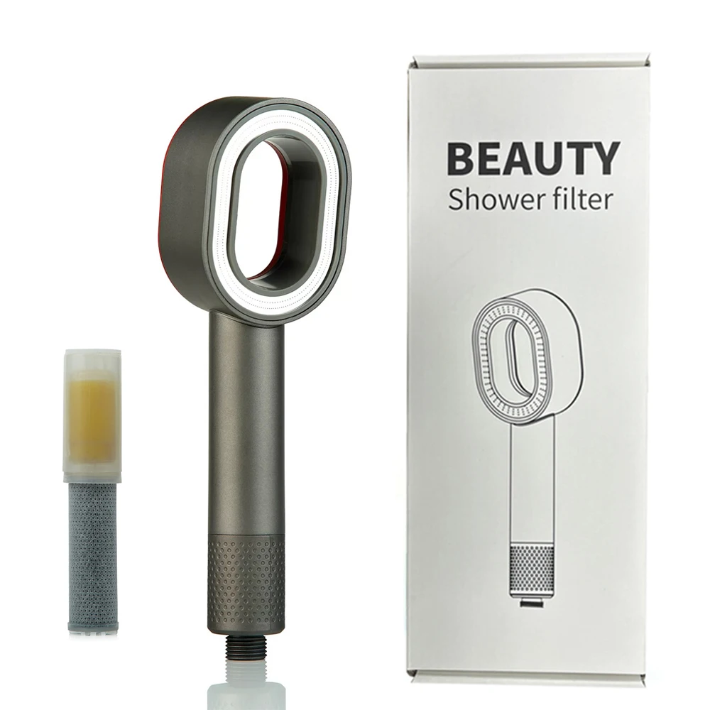 Filtered Handheld Shower Head High Pressure Water Saving Carbon Fiber Chlorine Removal Hard Water Beauty Bathroom Accessory