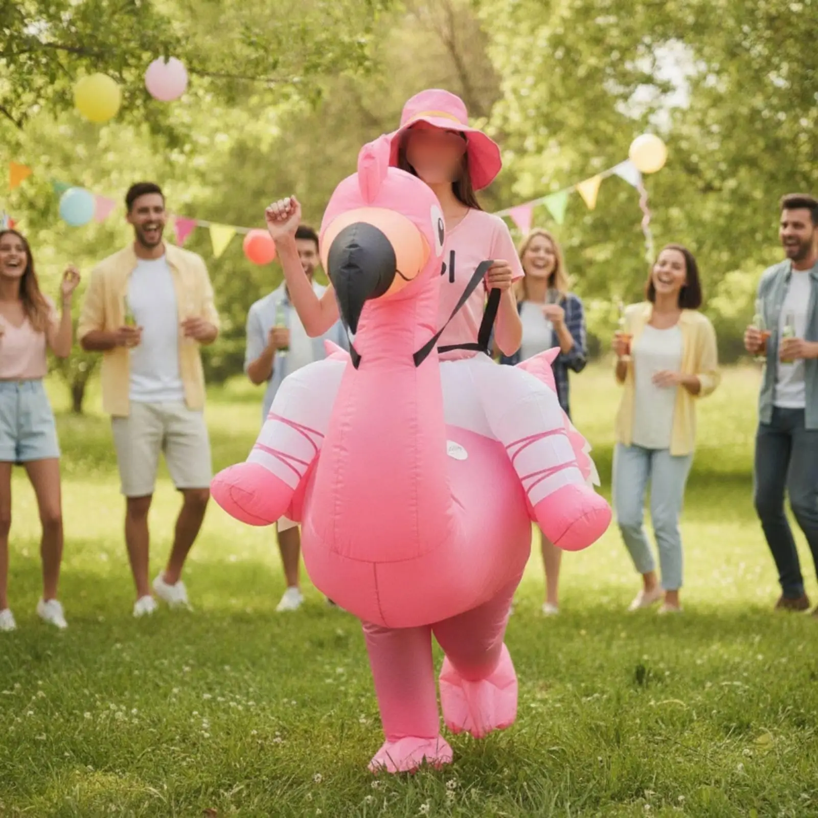 Blow Up Flamingo Costume Inflatable Bird Suit for Halloween Party Stage Dance Carnival Funny Full Body Outfit with Fan view 5