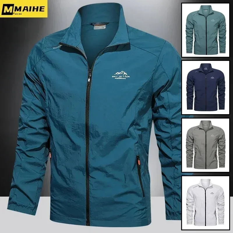 

Men Jackets Breathable Ultra-light Working Clothes Outdoor Skin Thin Coats Camp Windbreaker Pockets Uv Sun Protection모터사이클 재킷