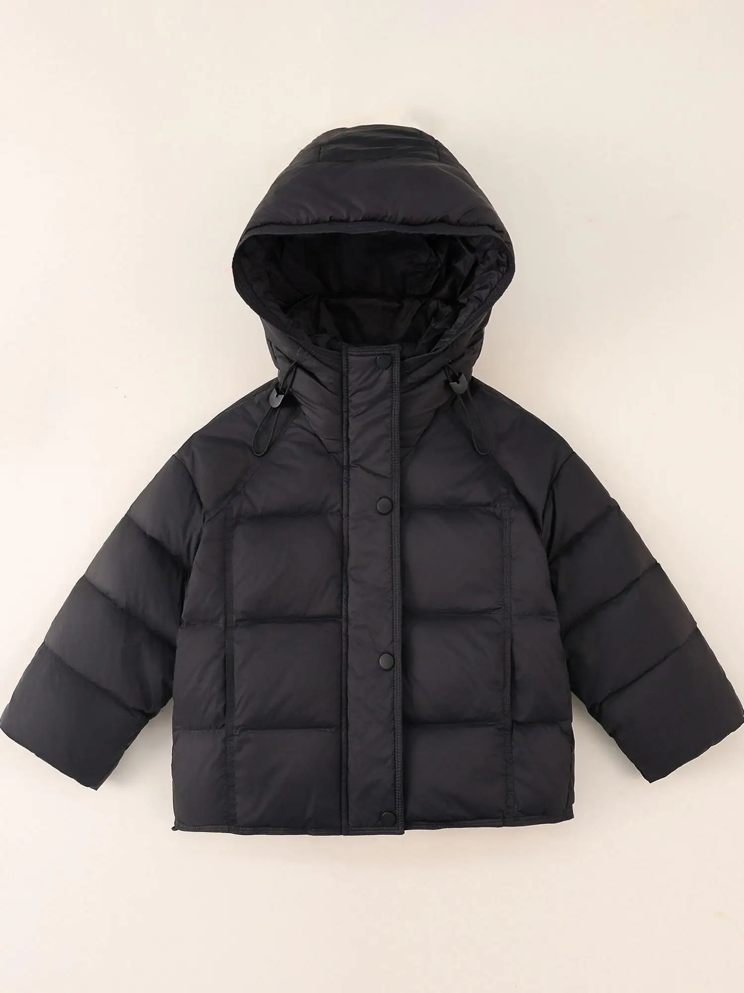 

Thiened down Jaet for Boys And Girls Winter Warm Casual Hat Design Pure Color Coat Children's Faion Korean Sle