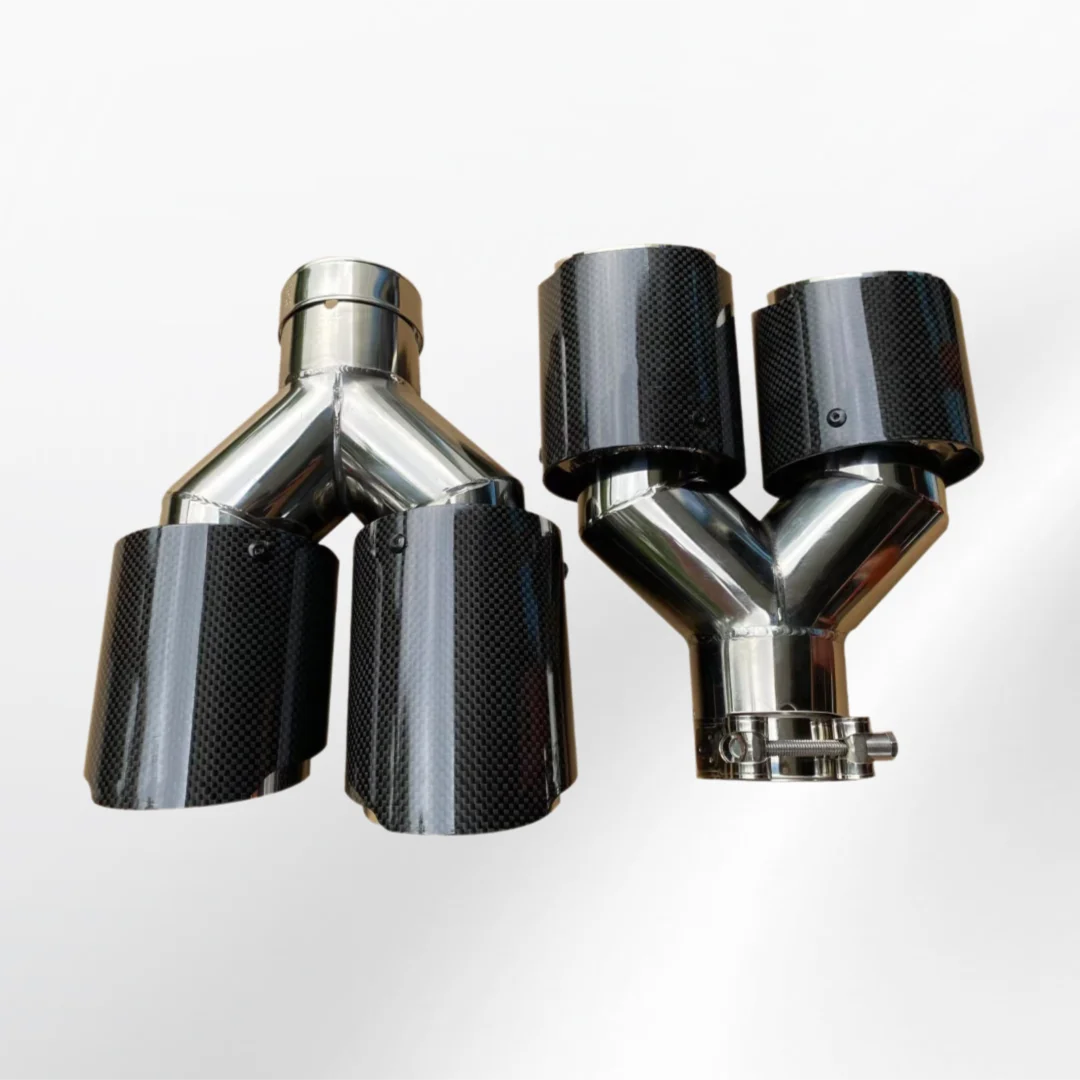 

1Pcs Automobile universal stainless steel exhaust nozzle double-outlet carbon fib exhaust tail throat bright exhaust nozzle
