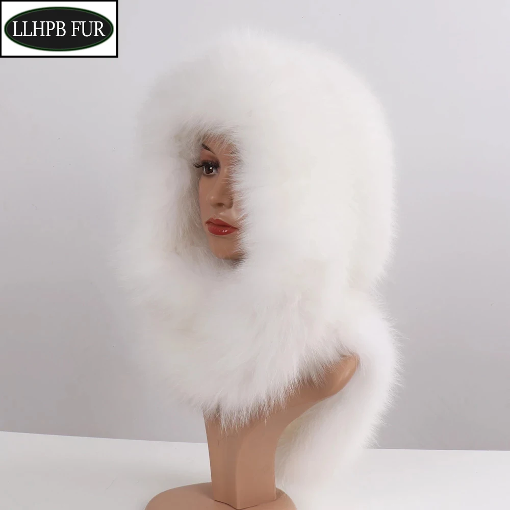 New Winter Women 100% Natural Fox Fur Hats&Scarves Lady Warm Fluffy Real Fox Fur Hat&Scarf Luxury Knit Genuine Fur Caps&Mufflers