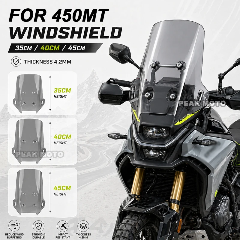 2026 For CFMOTO 450MT Windshield 450 MT Accessories Motorcycle Front Windscreen for CF450MT MT 450 Windshield Parts 2024 2025