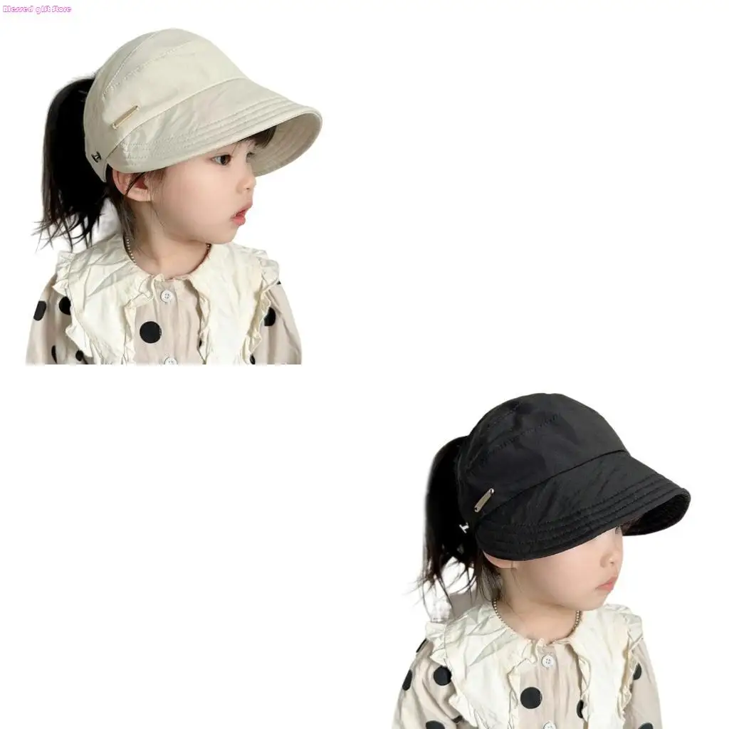 D0JC Wide Brimmed Kids Fisherman Hat Empty Top Sun Hat for 2-8Y Child Daily Parties