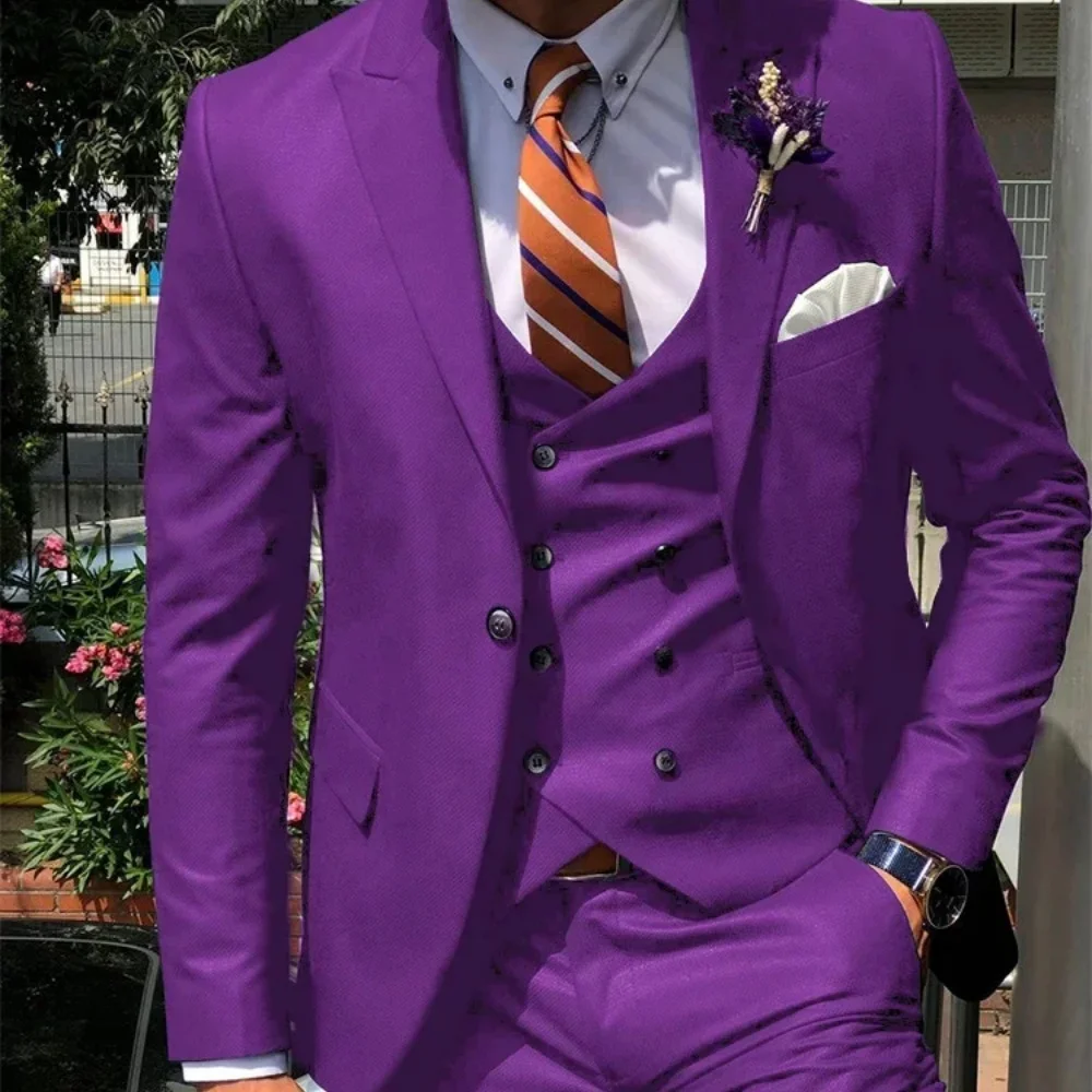 

Wedding Suits For Men Bespoke Groom Wear Formal Fashion Men Suit Prom Party 3-Piece Suit Blazer+Pants+Vest