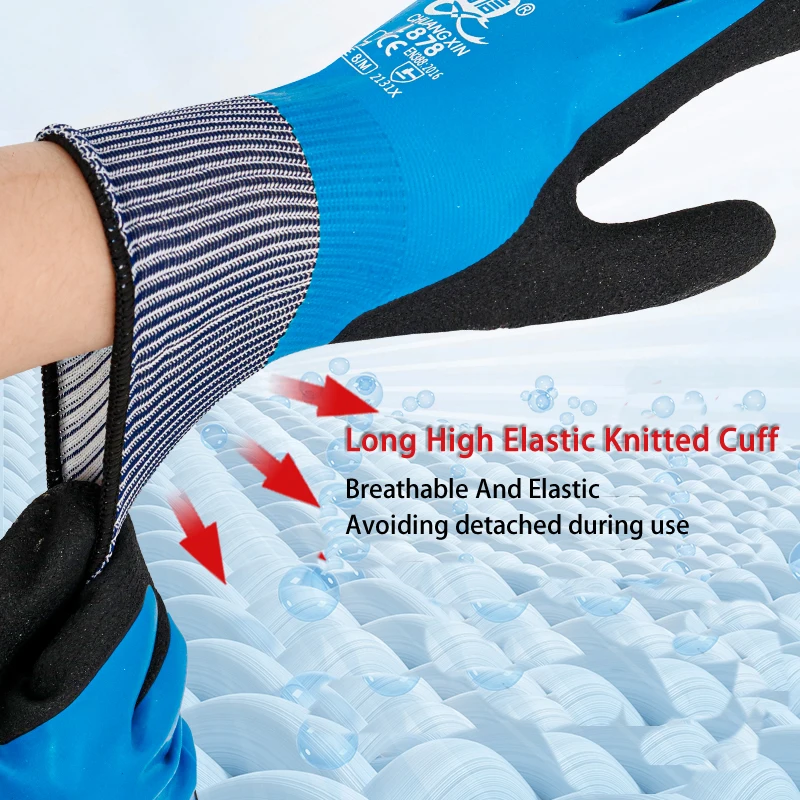 Super Grip Work Gloves Double Latex Coated Anti-Slip Waterproof Wear-Resistant For Garden Repairing Fishing Work Safety Gloves