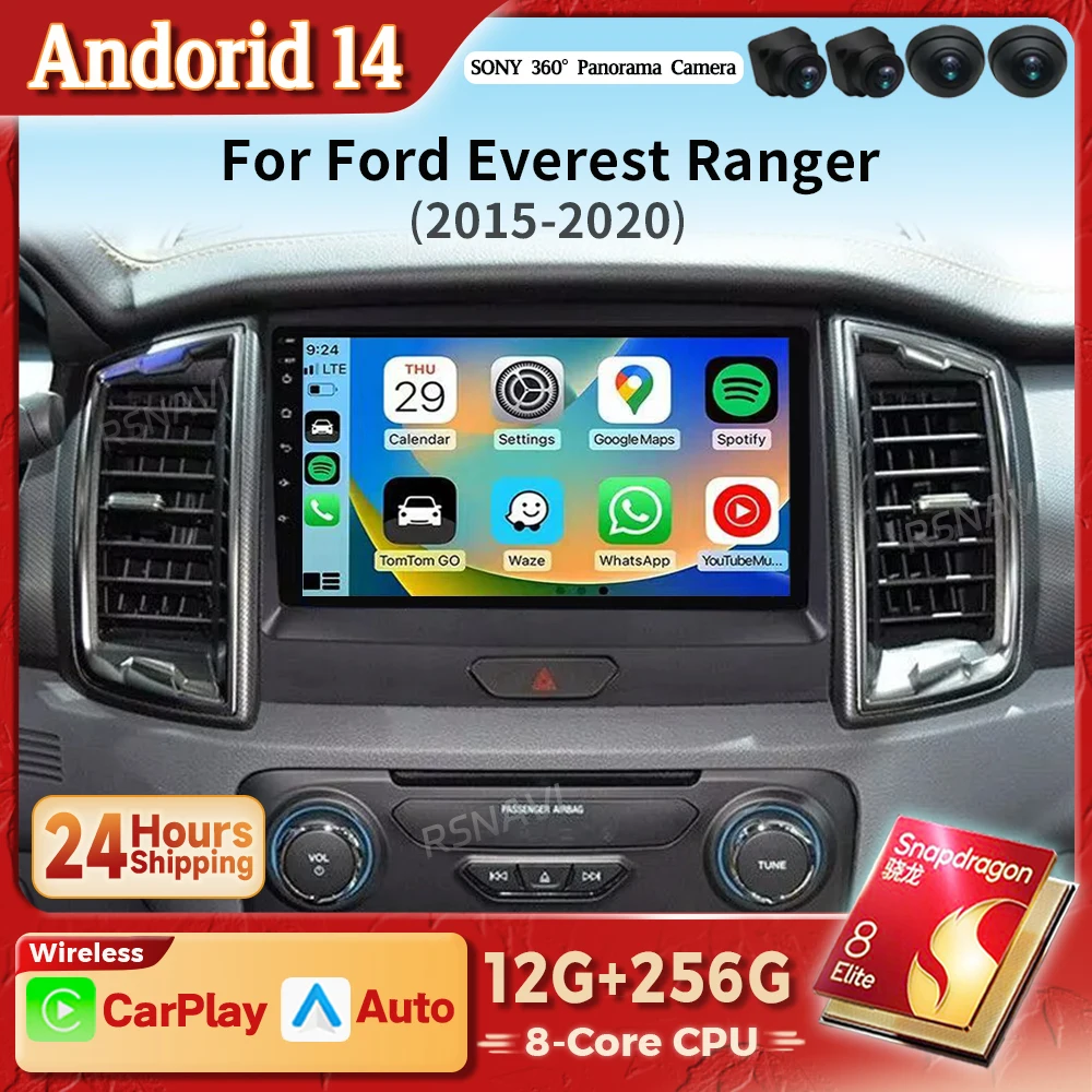 

Android 14 Carplay Auto 2K Screen Car Radio Multimedia Player For Ford Everest Ranger 2015 - 2018 2din Autoradio Stereo Qualcomm