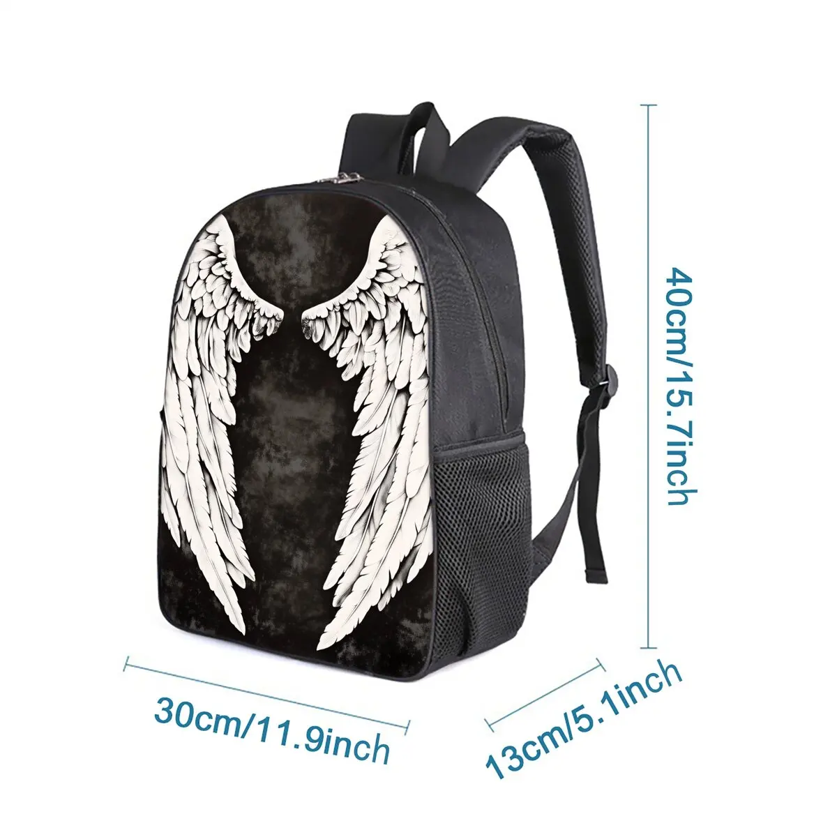 Angel Wings Print Single Layer Backpack for Boy and Girls Best Gifts 2D Flat Cartoon School Bags for Children