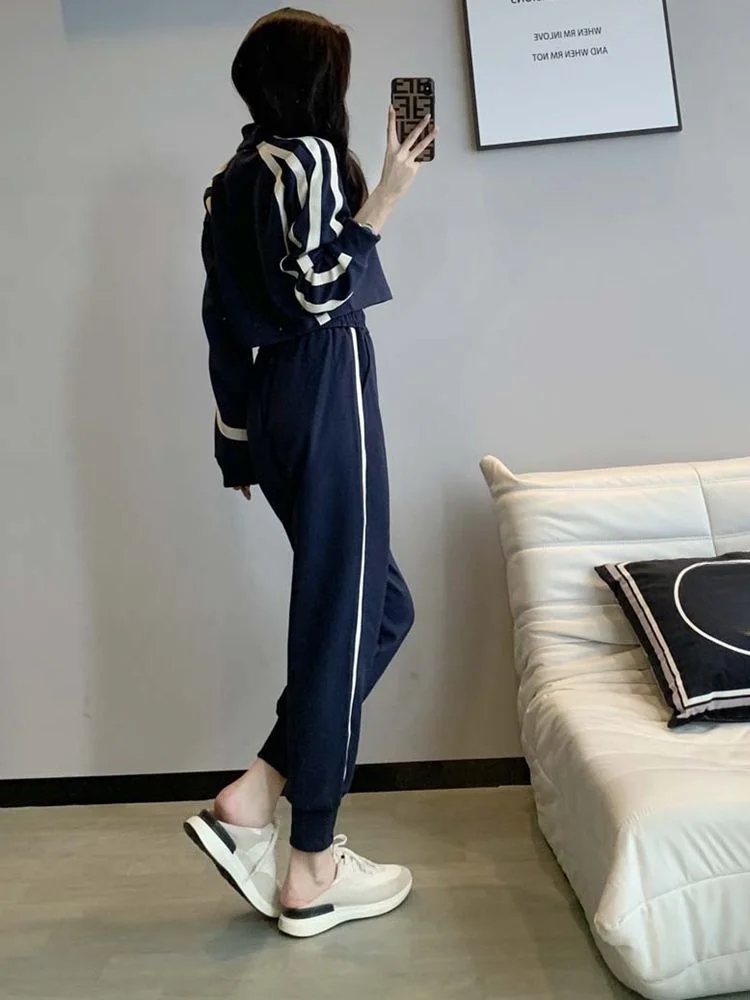 Spring Autumn Sport Tracksuit Ladies Trouser Stripe Women\'s Pants Two Piece Set Sweatshirt Outfit Casual Elegant Y2k Streetwear