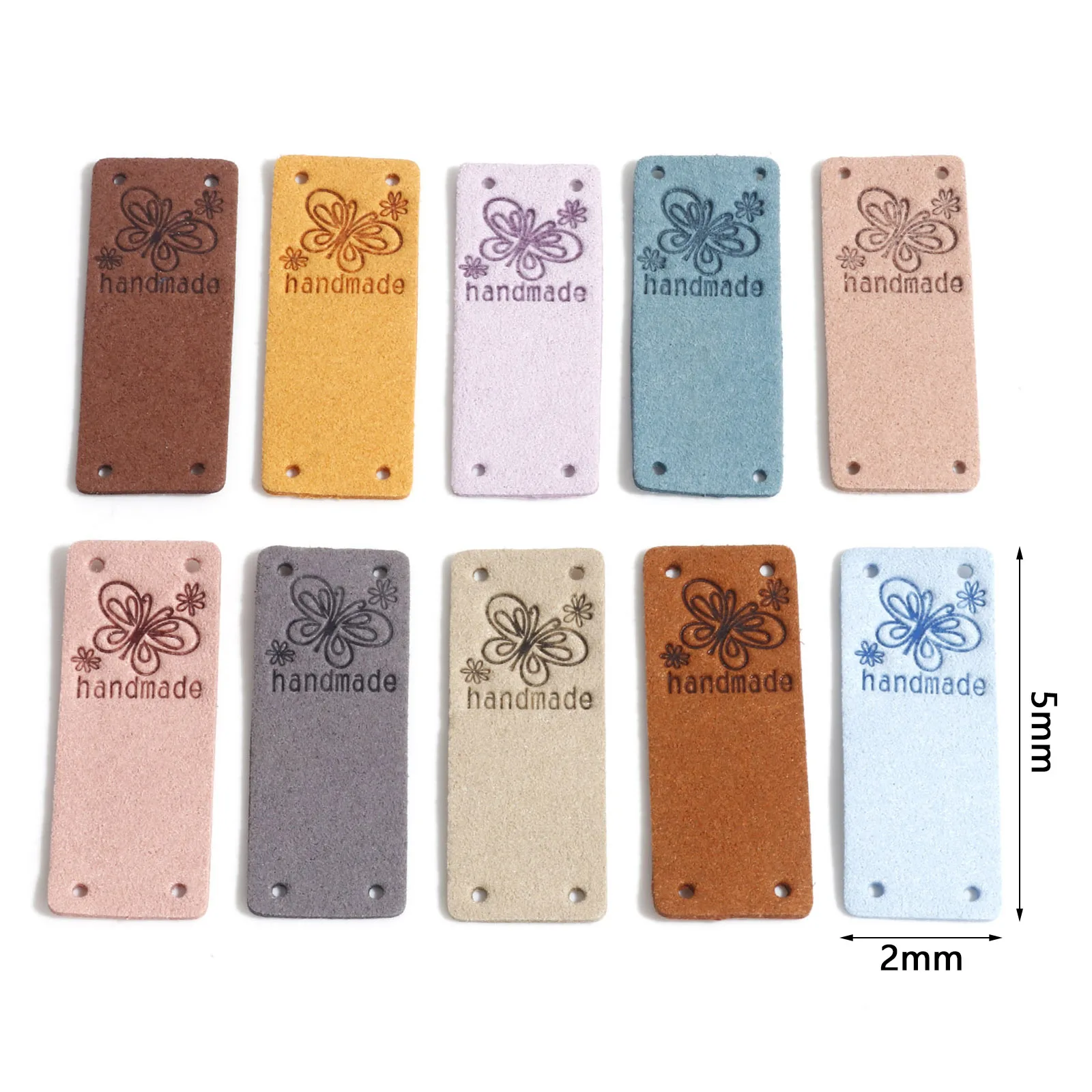 10 PCs PU Label Tags Rectangle Butterfly Pattern \