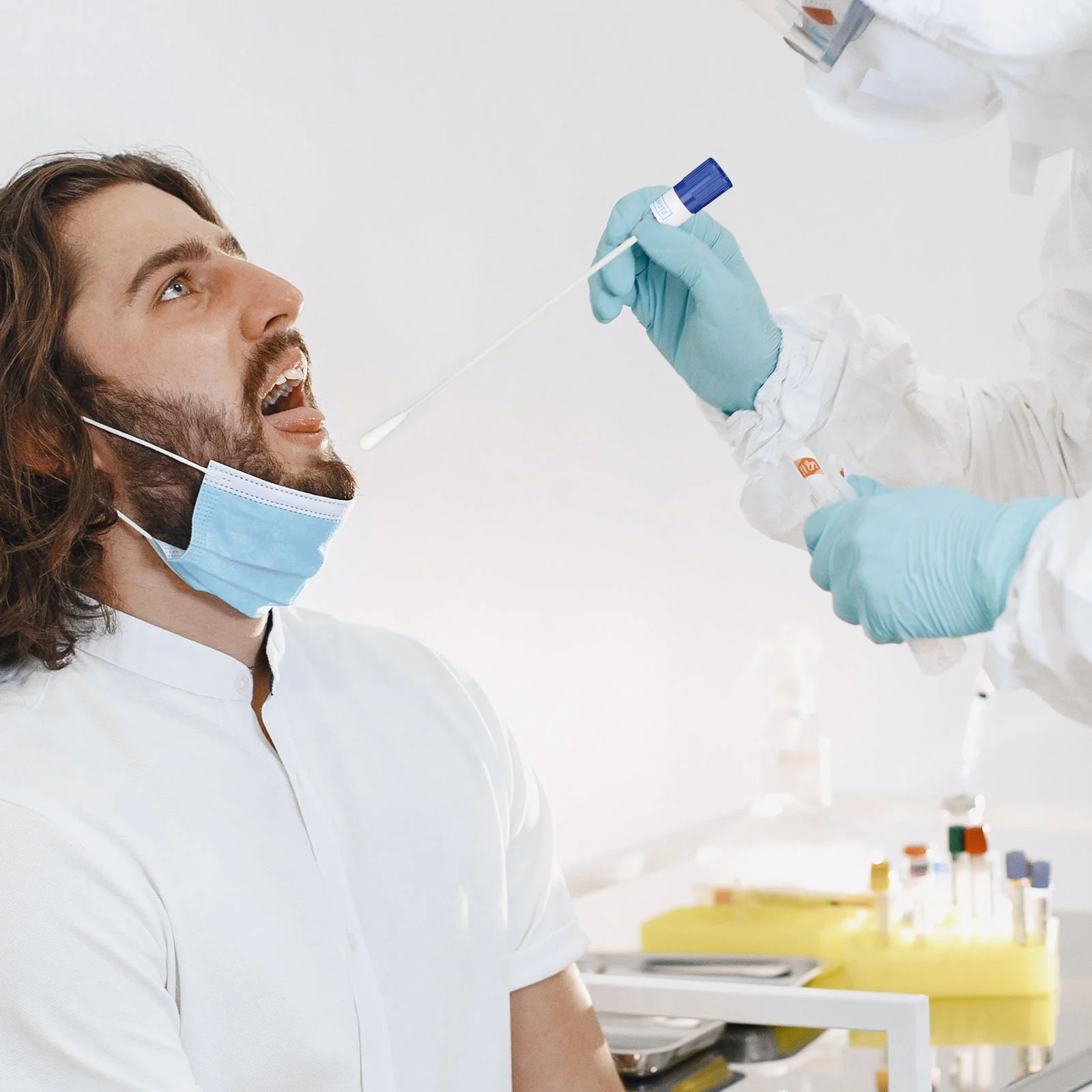 50 juegos de hisopos nasofaríngos flocados, hisopos desechables para muestras, hisopos para la nariz, suministro de pruebas hospitalarios, bastoncillos de algodón sanitarios