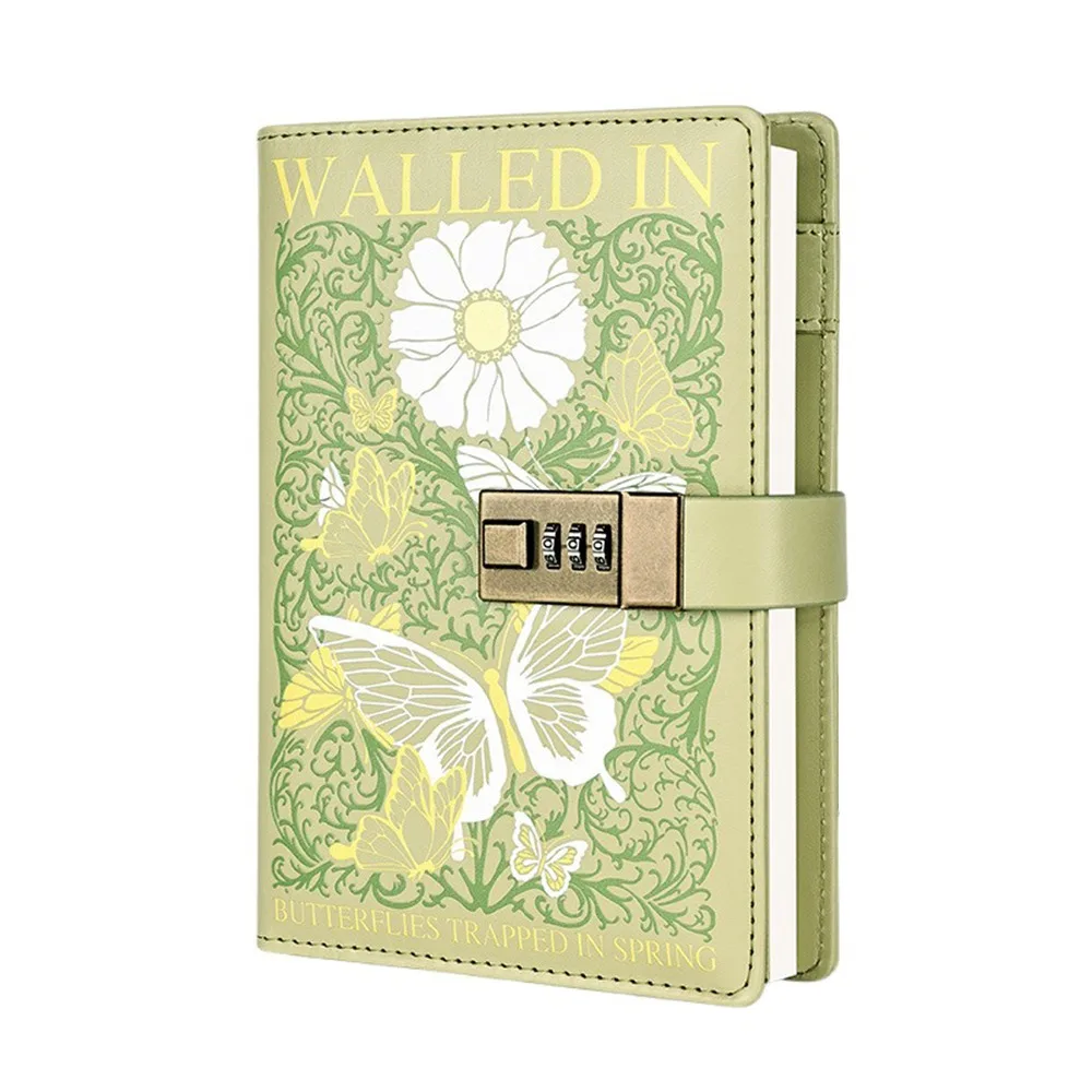 

224 Pages B6 Notebook Protecting Secrets Printed Pattern Diary Book PU Leather Waterproof Password Book with Lock