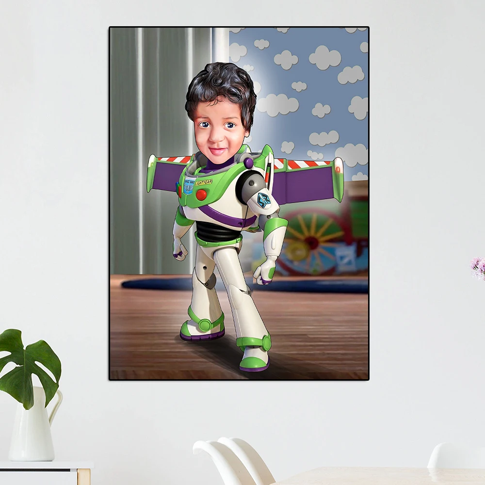 

Disney Buzz Lightyear Custom Poster Personalized Toy Story Portrait Canvas Painting Nursery Wall Art Kids Room Home Decoration