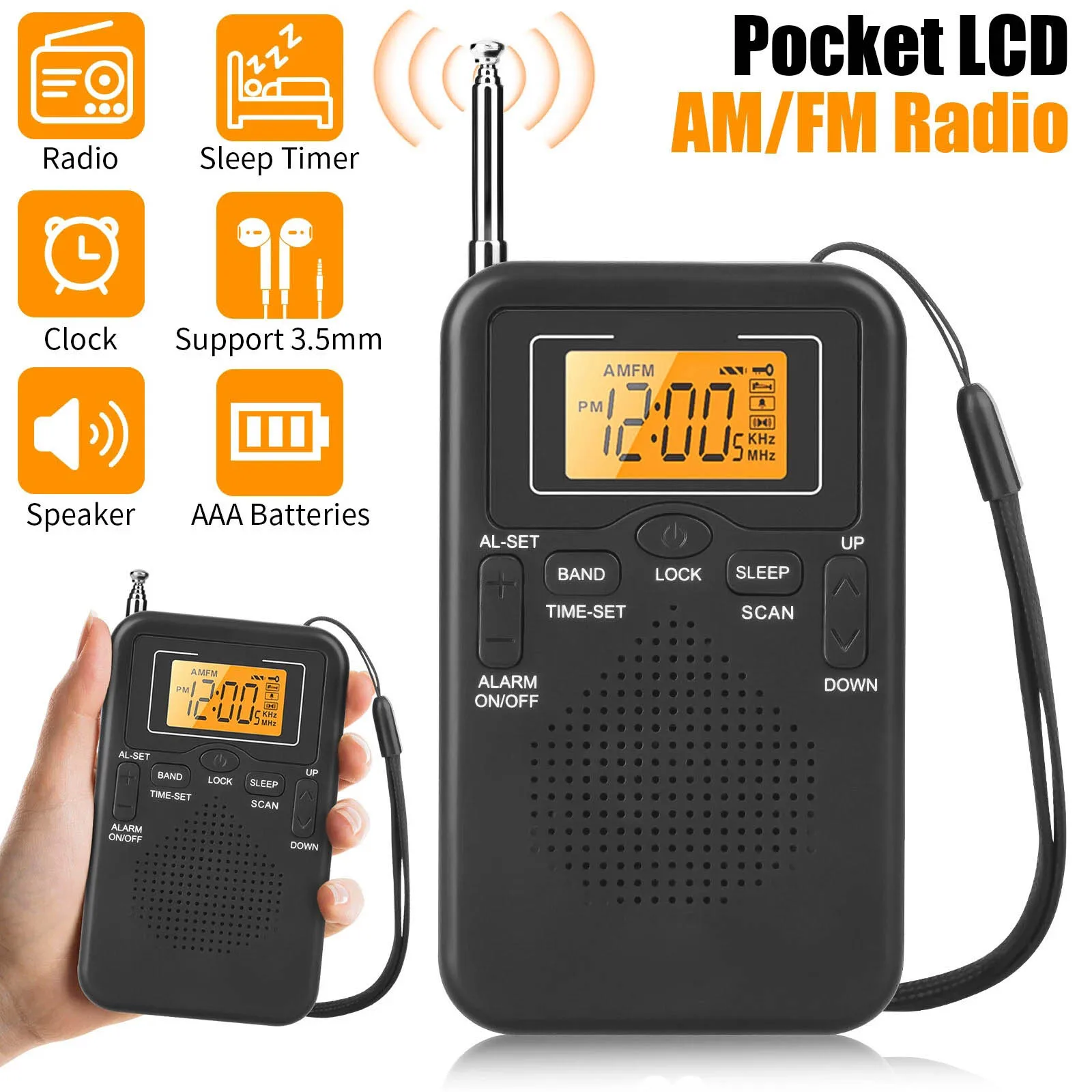 

Цифровое AM/FM-радио с ЖК-дисплеем, предустановленными программами, будильником, таймером сна, встроенным динамиком, разъемом для наушников, для путешествий, подарок для пожилых людей