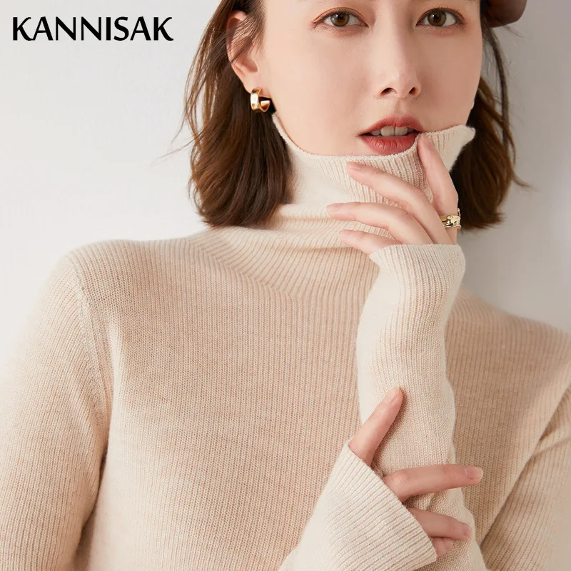 Fashion Turtleneck Sweater Women Autumn Winter Clothes Slim Warm Cashmere Pullover Bottoming Shirt Office Lady Jumper Knitwear