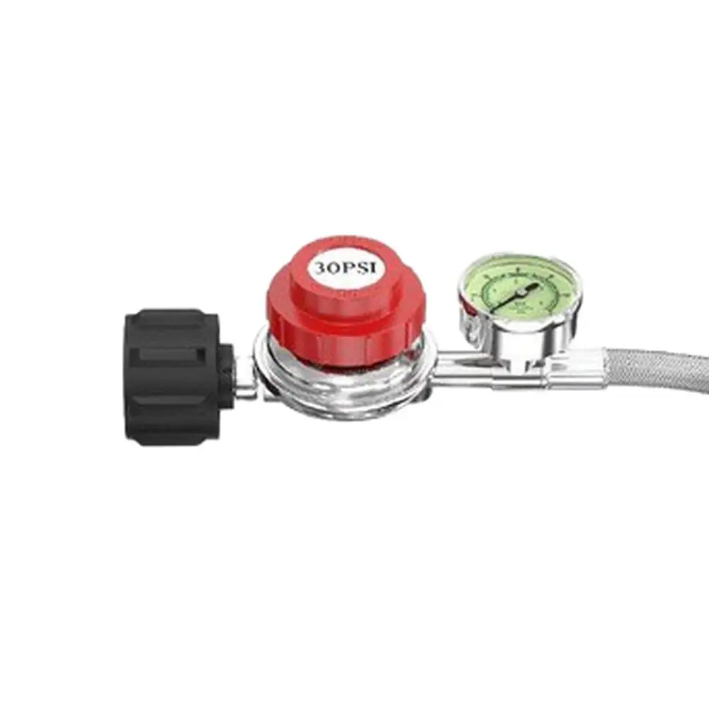 Adjustable Propane Regulator With Gauge And-Braided Hose 5FT 12FT-QCC1 Connector For Gas Grill Turkey Fryer Fire-Pit Camping Sto