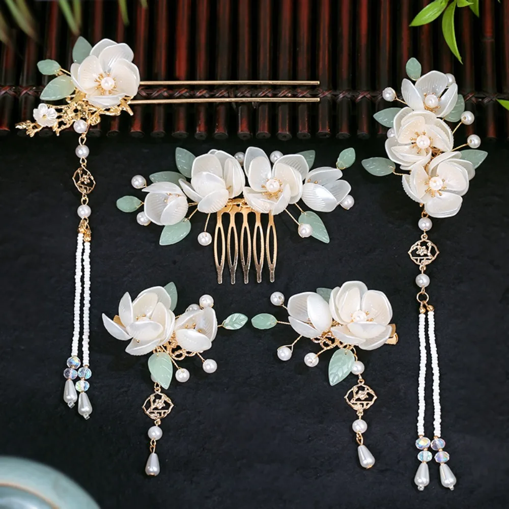 

Ancient Style Chinese Style Hairpin Set Tassel Earrings Hanfu Hair Stick Headwear Hair Chopstick Flower Hair Comb Cheongsam