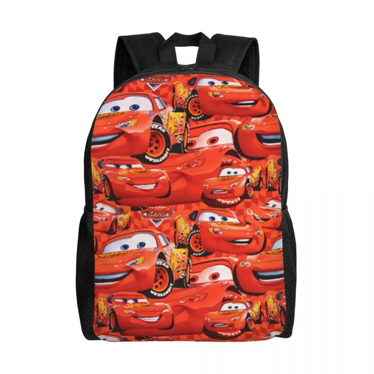 

Custom Lightning McQueen Car Collage Backpack for Men Women Waterproof School College Bag Print Bookbags