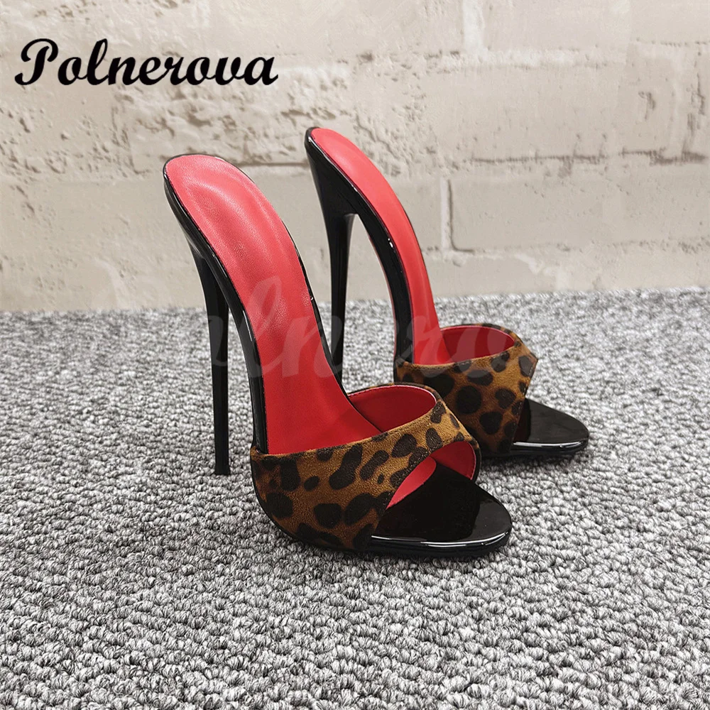 

Leopard Print Stiletto Heels Slippers Sexy Pointy Toe High Heels Mules Women Shoes Summer Elegant Sandalias De Mujer Verano