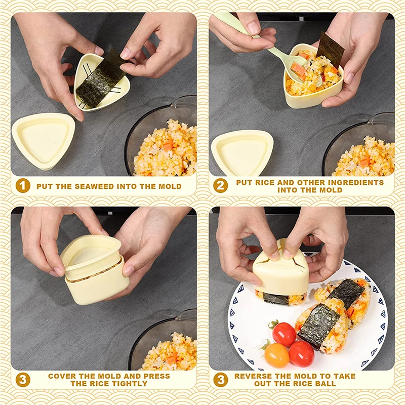 LMETJMA  Pack Rice Mold Musubi Maker Kit Non Stick Musubi Maker Press Rice Ball Mold DIY Sushi Maker Tools Kit JT189