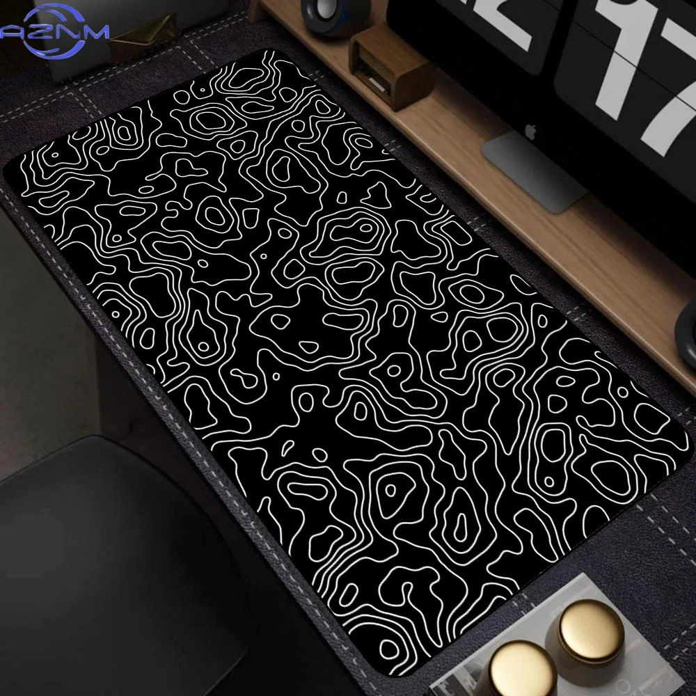 Large Black and White Art Mouse Pad Pc Gamer Mousepad Mat White Desk Mat Strata Liquid Mausepad Computer Keyboard Big Table Mat