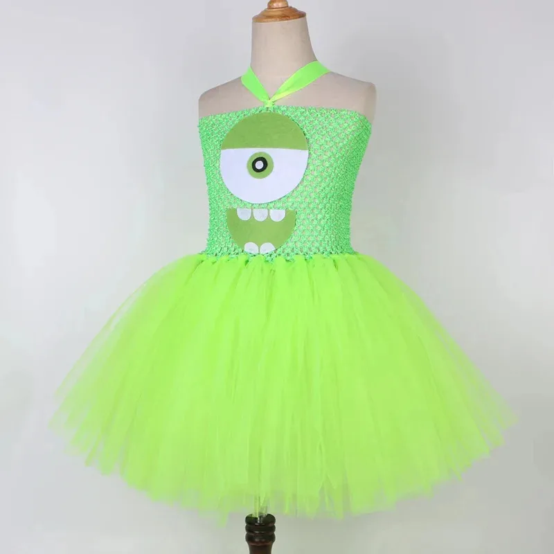 Mike Wazowski Halloween Costume for Kids Carnival Party Dresses Green Funny Monsters Cosplay Girls Cartoon Tutu Princess Dress