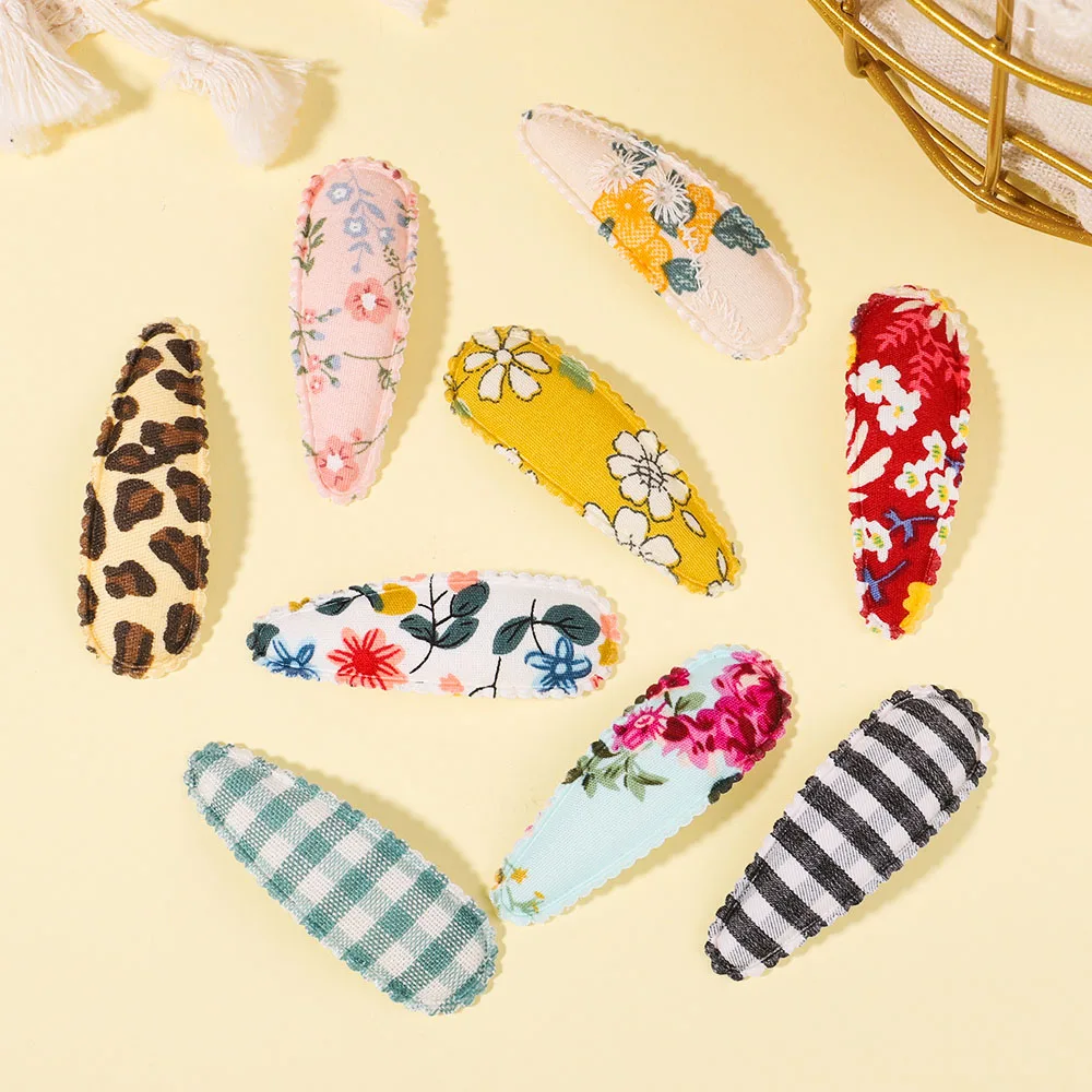 10Pcs/Set Woman Girls Cute Snap BB Clips Kids Print Hairpins Barrettes Headwear Boutique Children Hair Accessories Wholesale