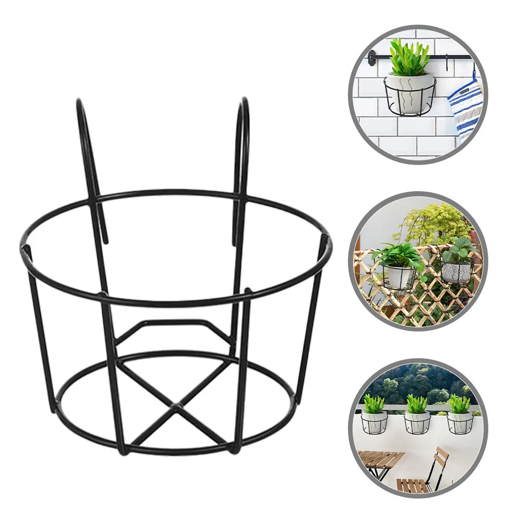 4Pcs Iron Hanging Flowerpot Rack Round Planter Basket for Outdoor Garden Patio Balcony Decorative Plant Holder Display Stand view 5