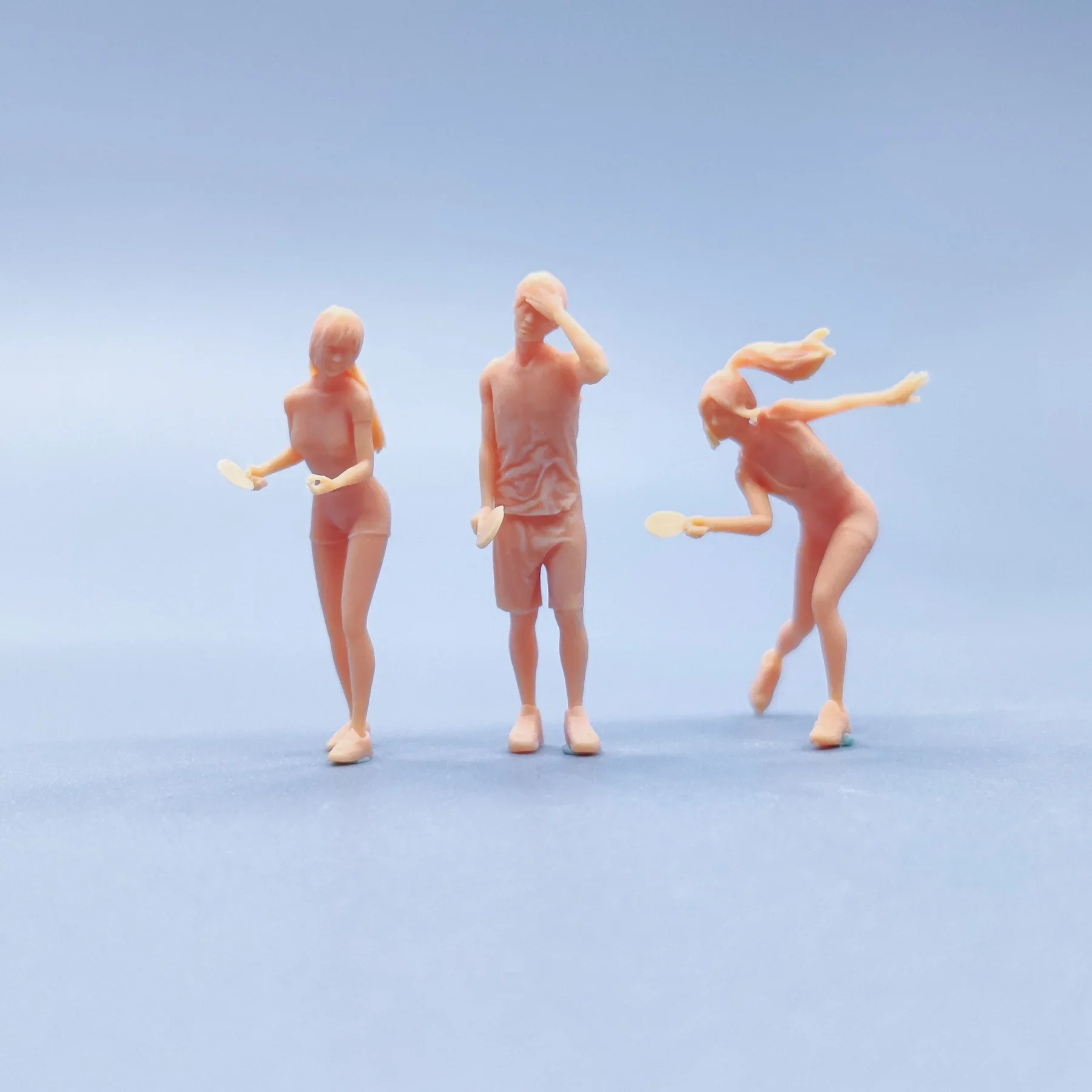 Jogadores De Tênis De Mesa De Resina Estatuetas, Miniaturas Sem Cor, Diorama, Figuras Pintadas À Mão, V333, V334, V335, 1:64, 1/50, 43