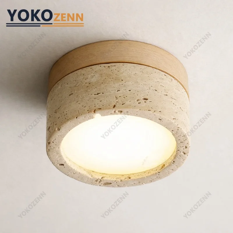 

Потолочный светильник YOKO Wabi Sabi из травертина, желтый, из камня, с LED-подсветкой, для коридора, прихожей, спальни, гардеробной