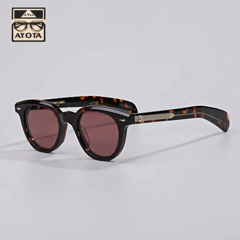 Fashion Sunglasses Men Women Luxury Brand Round Acetate Tortoiseshell Color UV400 Outdoor Handmade SUN GLASSES STANLEY KUBRICK