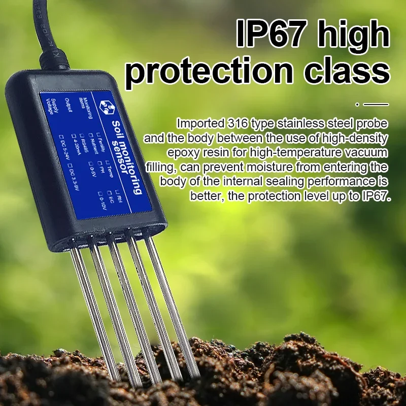 Manufacturer 8 in1 Type-c moisture temperature humidity meter EC npk ph soil ph sensor