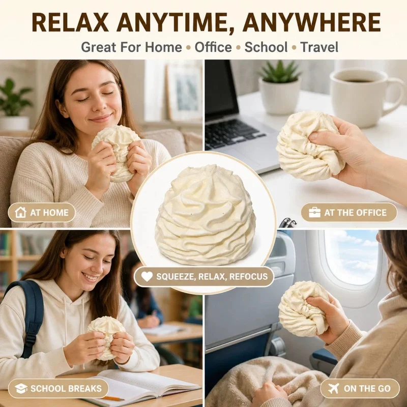 New Whipped Cream Shaped Squishy Ornament Soft Slow Rising Desktop Decor Stress Relief Decor Gift for Office Adult Workers