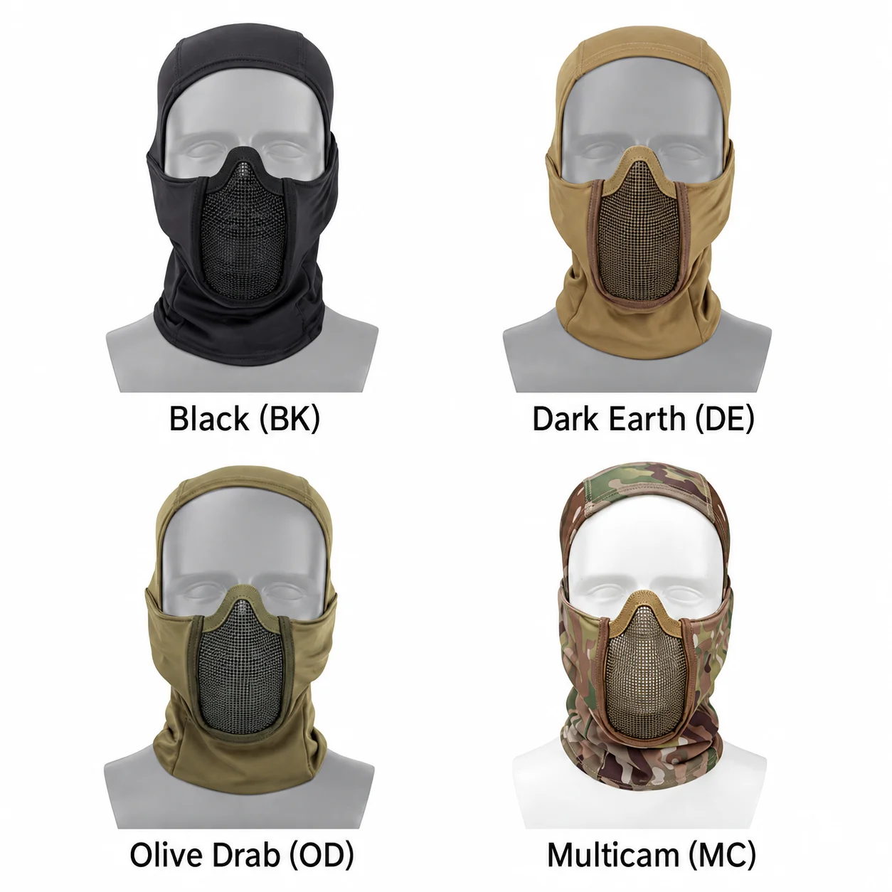 Tactical Balaclava Face Mask Full Head Outdoor Protective Hood Mesh Face Guard Breathable Cover for Training Hiking Cycling Gear