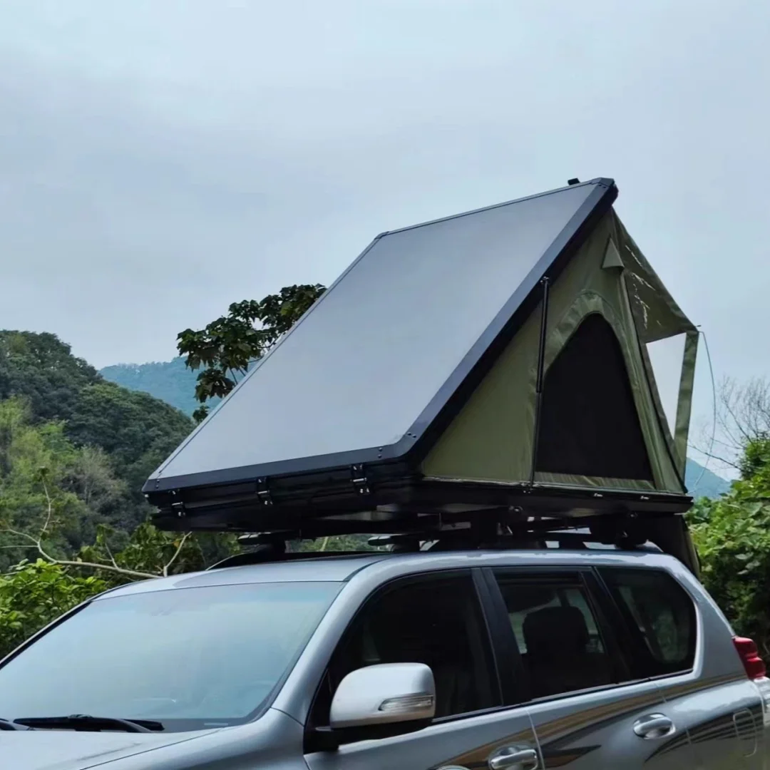

Triangle Shell Camping SUV Car Travel Good Price 2 Person Aluminum Hard Shell Rooftop Tent for Sale