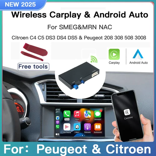 Adaptador Carplay inalámbrico para Peugeot Citroen, módulo Android Auto SMEG MRN 208 308 508 3008 y C4 DS3 DS5, compatible con cámara de marcha atrás