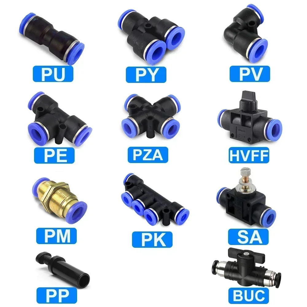 Pneumatic Fittings Quick Connector Air Hose Tube Connectors Plastic PU PY 4mm 6mm 8mm 10mm 12mm Push Into Pluglug